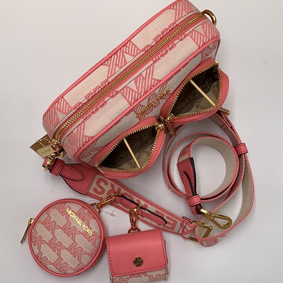 MICHAEL MICHAEL KORS JET SET CROSSBODY BAG TECH ATTACHED HANDBAG PURSE 
Tea Rose - Picture 12 of 16